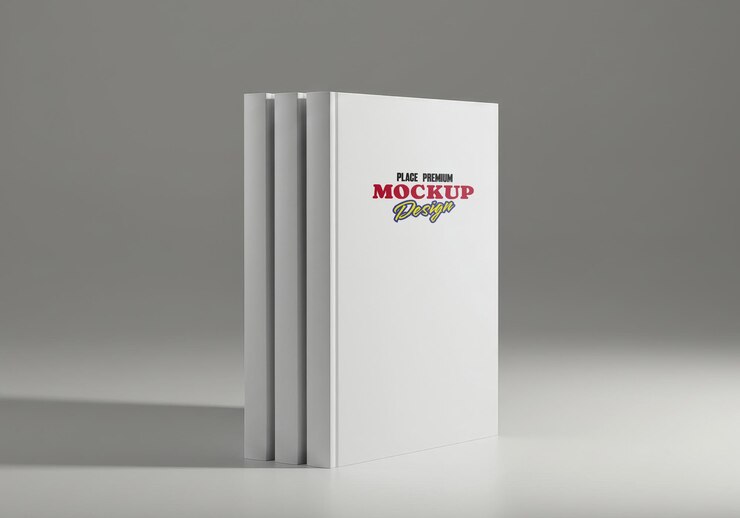 PSD libro blanco de tapa dura expuesto en un arreglo limpio y minimalista con fondo suave