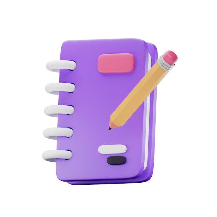 PSD libro de bocetos icono 3d para educación y literatura