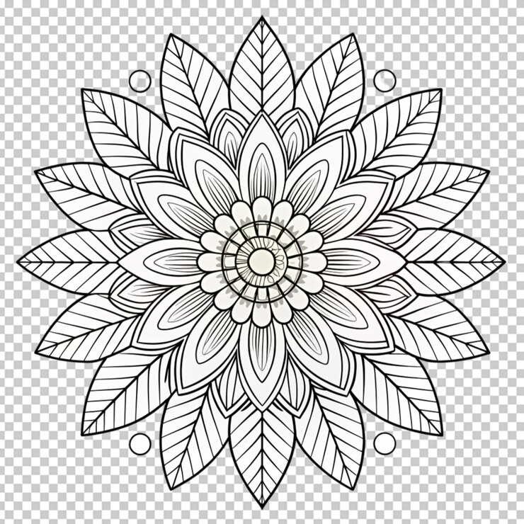 PSD libro de colorear para niños hermosas flores contorno patrón floral