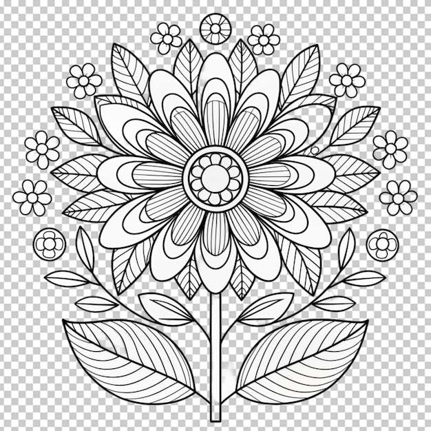 Libro da colorare per bambini bellissimi fiori contorno modello floreale