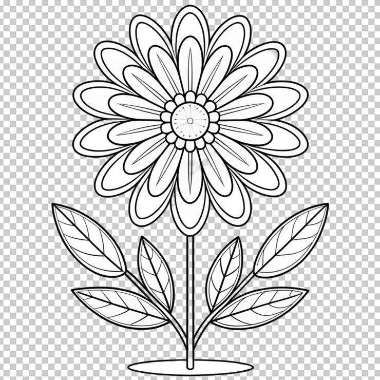 PSD libro da colorare per bambini bellissimi fiori contorno modello floreale