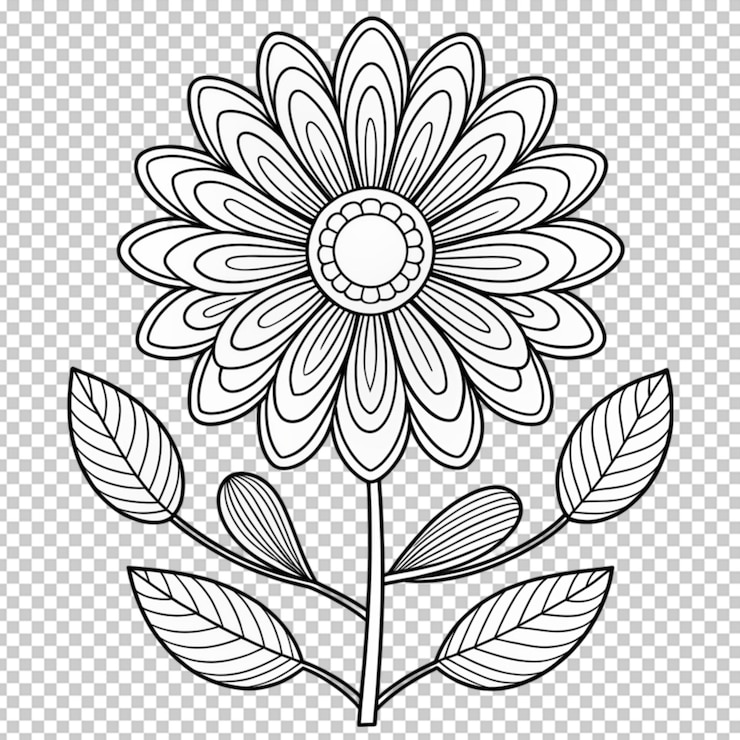 PSD libro da colorare per bambini bellissimi fiori contorno modello floreale