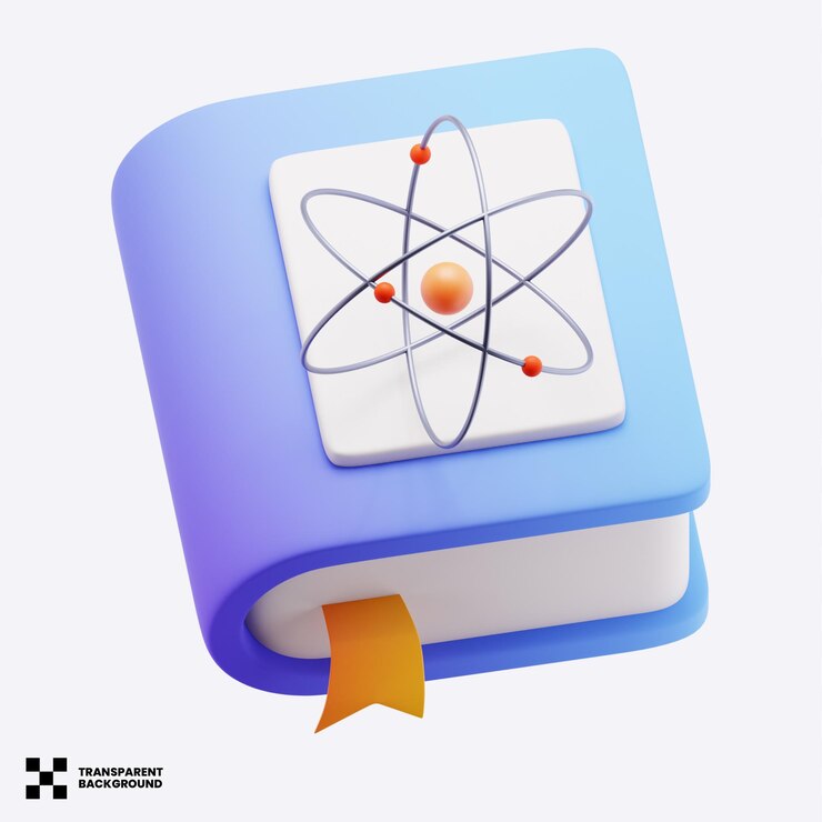 PSD libro di fisica 3d illustrazione