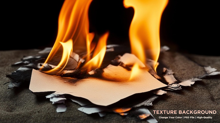 PSD el libro está ardiendo en el fuego de la estufa.