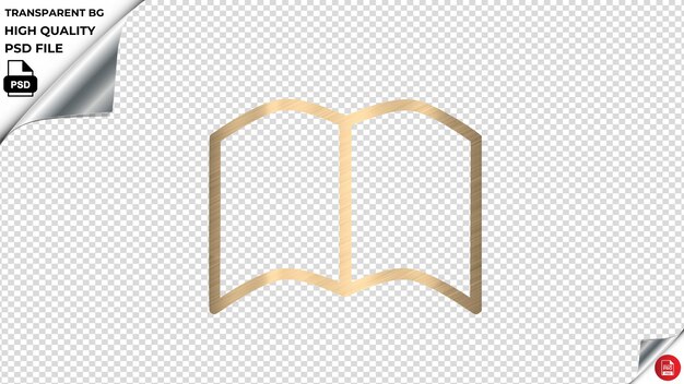 PSD libro de estudio leer aprender escuela abierta icono vectorial brillante oro color texturizado psd transparente