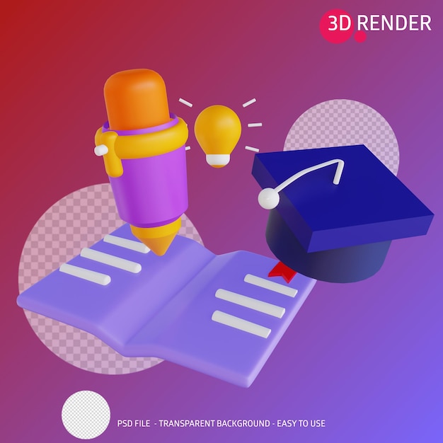 PSD libro de icono de render 3d