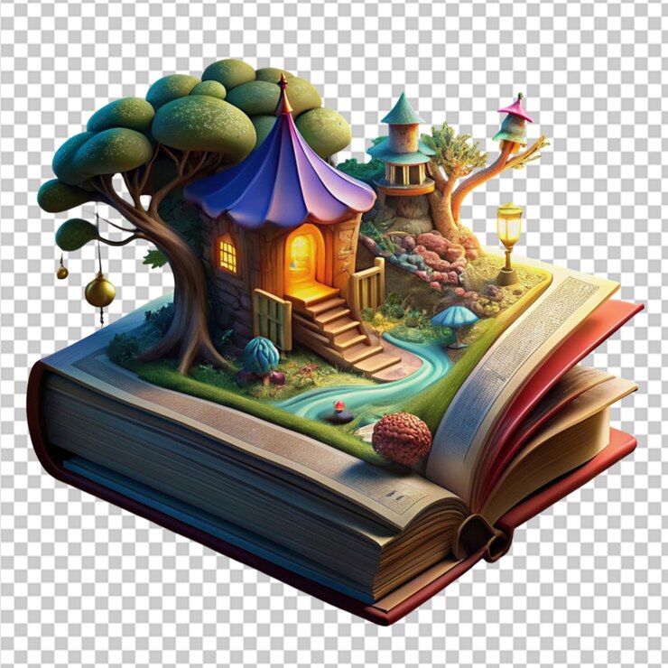 PSD libro de ilustraciones de historias sabias cola de hadas