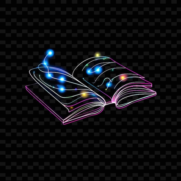 Libro Índigo intelectual líneas curvas de neón gafas Decoratio PNG Y2K Formas Artes de la luz transparente