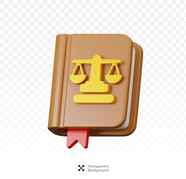 Libro de la ley con símbolo de escala de justicia aislado Concepto de icono de la ley y el juicio Ilustración 3D