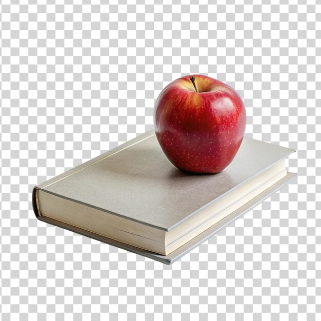 PSD libro y manzana aislados sobre un fondo transparente