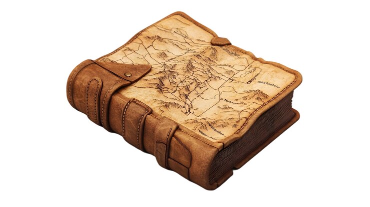 PSD libro de mapas de cuero antiguo