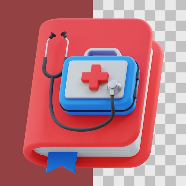 PSD libro médico en 3d para presentación web de activos gráficos u otros