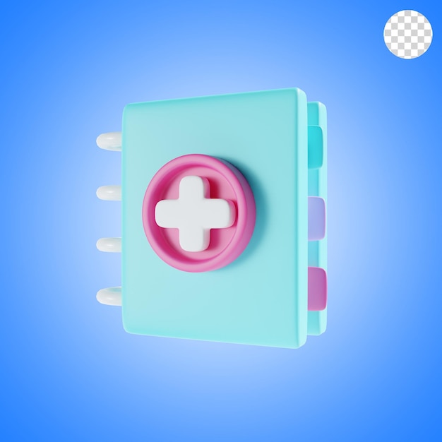 PSD libro médico ilustración 3d rosa tema azul