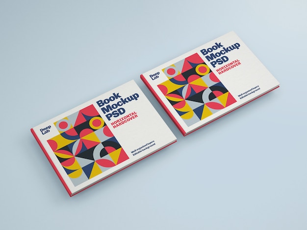 Libro orizzontale dalla copertina rigida con modello di colore di sfondo modificabile