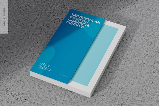 Libro rectangular sobre maqueta de hormigón, perspectiva
