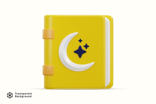 El libro sagrado islámico del Corán icono ilustración vectorial de renderización 3D