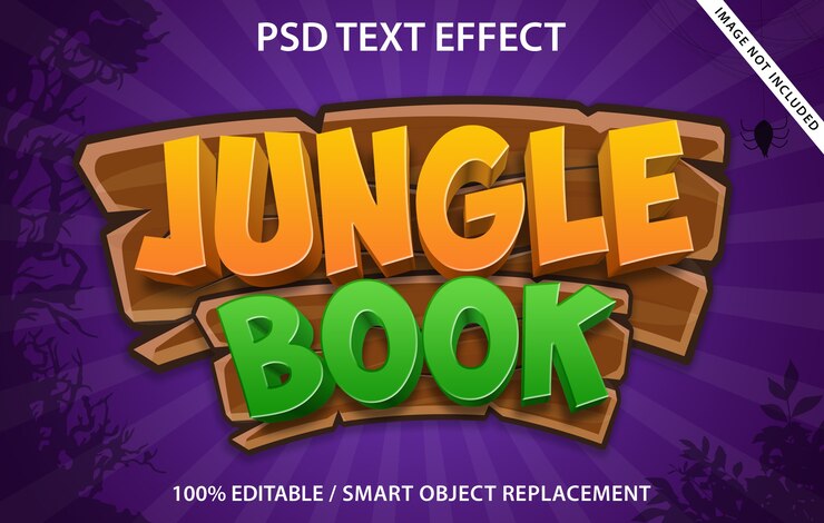 Libro de la selva con efecto de texto editable