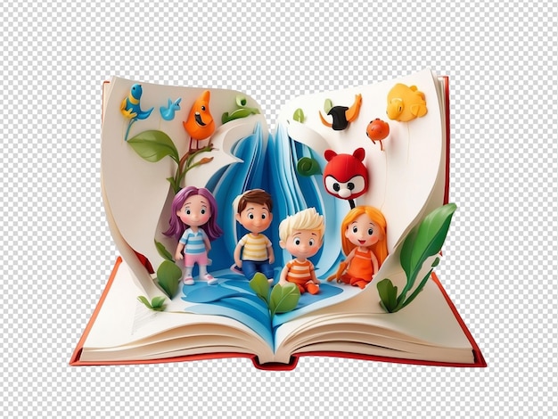 Libro suave con caracteres en 3d png