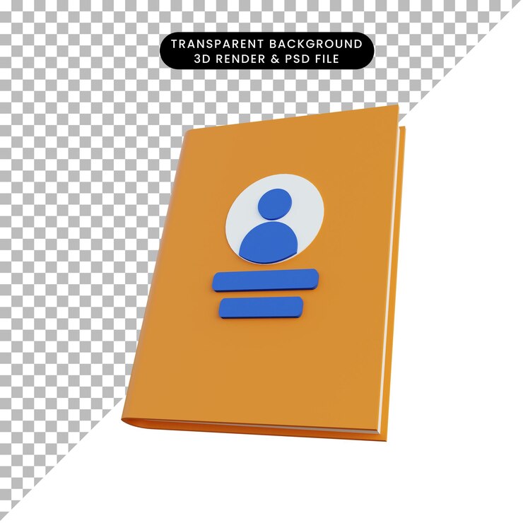 PSD libro de teléfono naranja de renderizado 3d