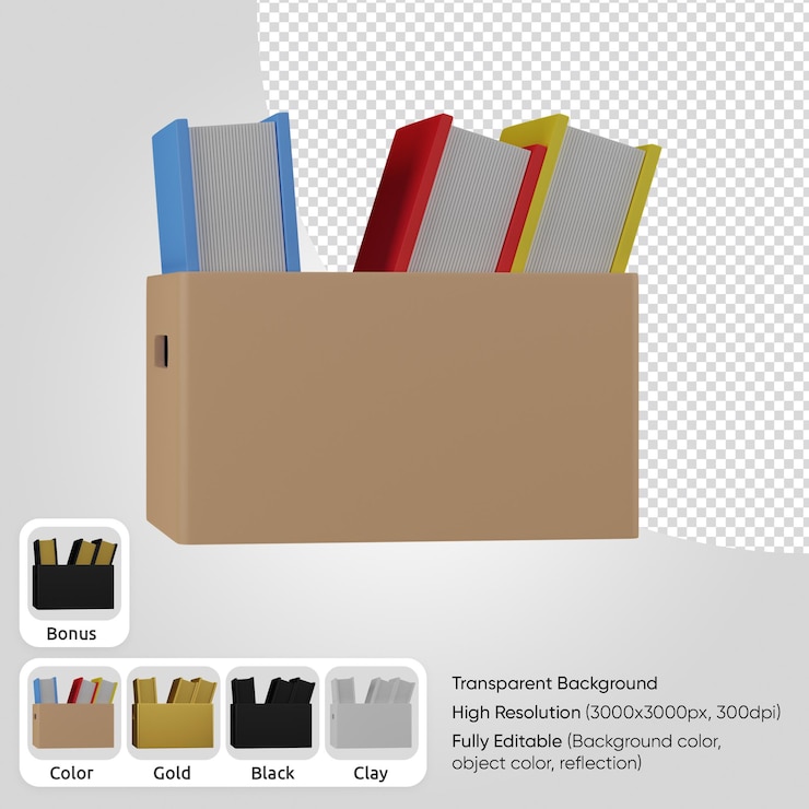 PSD libros 3d en una caja