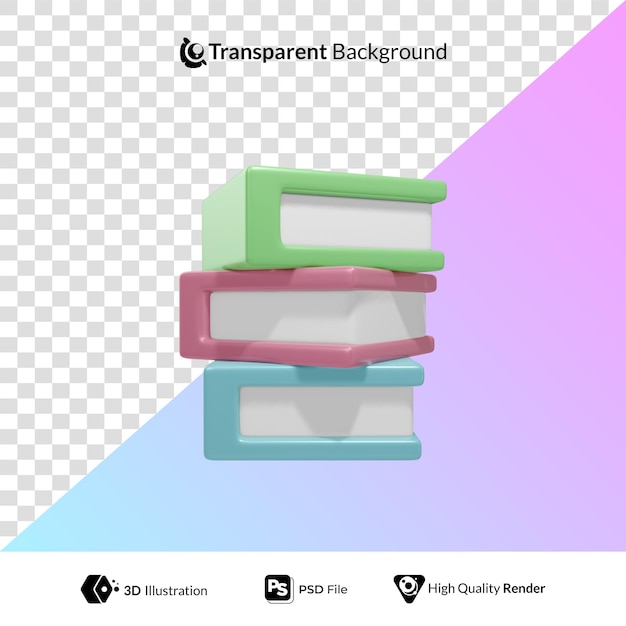 PSD libros apilados ilustración 3d