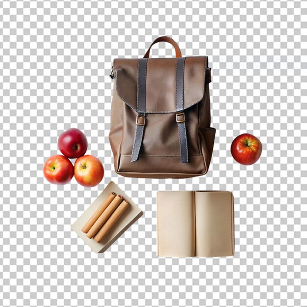 PSD libros de manzanas y bolsas png