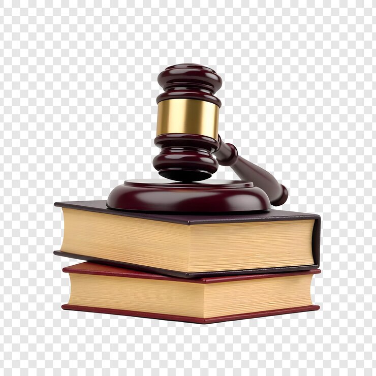 PSD libros de martillo y ley en un fondo transparente