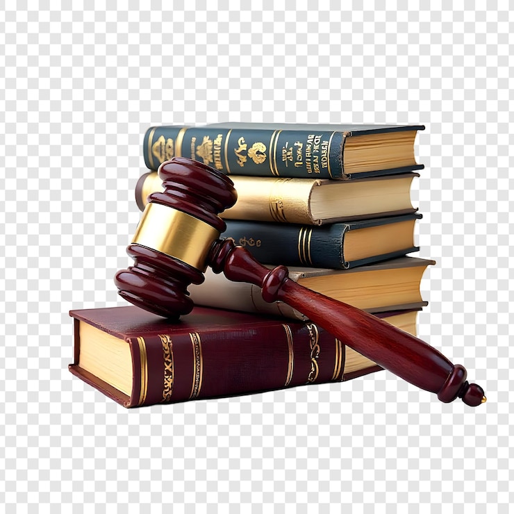 PSD libros de martillo y ley en un fondo transparente