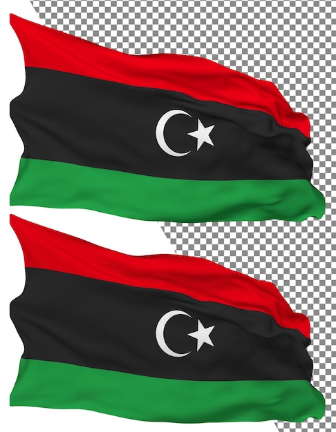 Libysche Flagge Welle isoliert Plain Bump Textur transparenter Hintergrund 3D-Rendering
