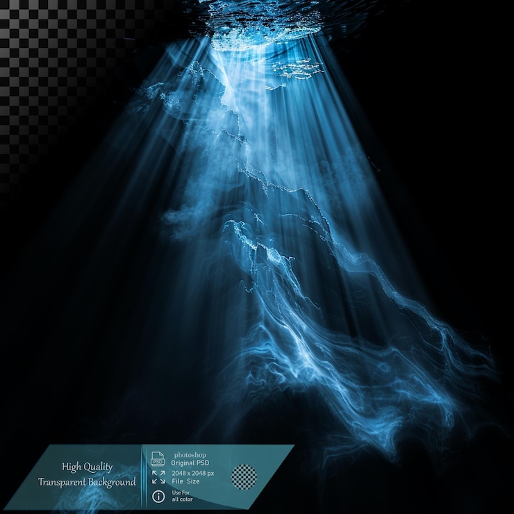 PSD lichtstrahlen unter wasser