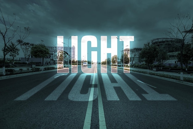Lichttransparenter Text-Effekt auf der Straße