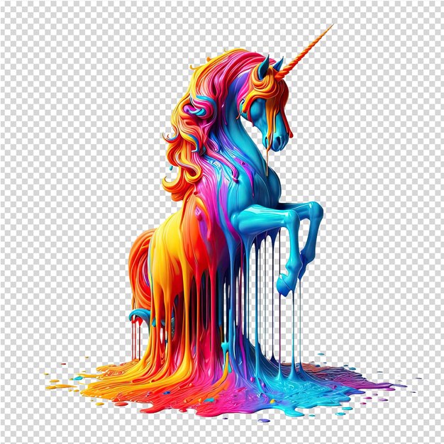 PSD une licorne colorée avec un arc-en-ciel sur le dos