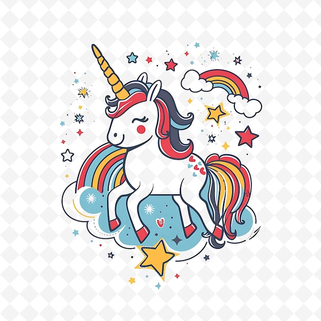 une licorne colorée avec un arc-en-ciel sur sa tête et les mots licorns en bas