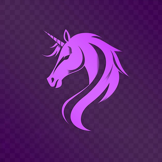 PSD une licorne violette avec un vecteur libre de fond violet