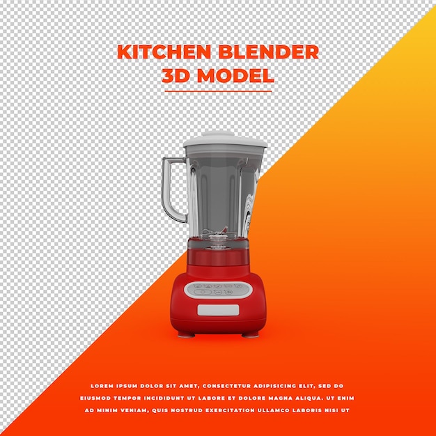 Licuadora de cocina de base roja modelo aislado 3d