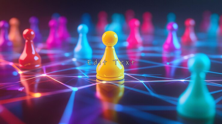 PSD líder juego de estrategia de red colorida competencia conexión éxito empresarial tecnología