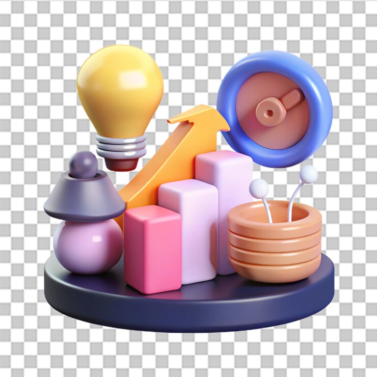 PSD liderazgo 3d para una nueva idea exitosa excelente gráfico de negocios de inversión en el fondo solución de negocios de inversiones 3d con moneda de dinero y concepto de gráfico renderización de finanzas vectoriales 3d en fondo rosa