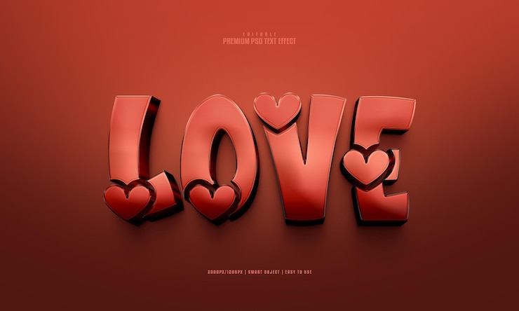 PSD liebe 3d bearbeitbarer premium-psd-texteffekt