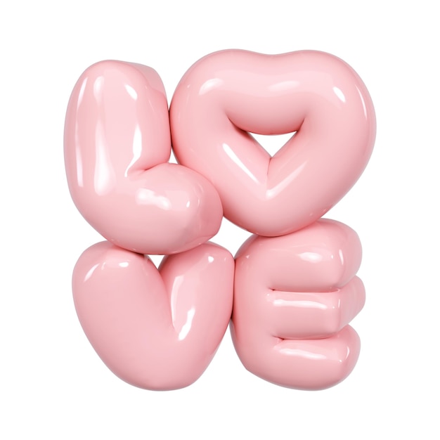 Liebe 3d realistischer rosa text ballon transparent für valentinstag frauentag feiertag dating