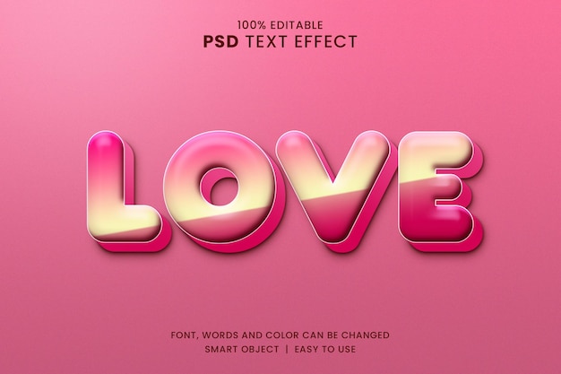 Liebe bearbeitbarer 3D-Texteffekt