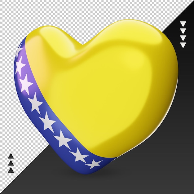 Liebe bosnien und herzegowina flagge herd 3d-rendering rechte ansicht