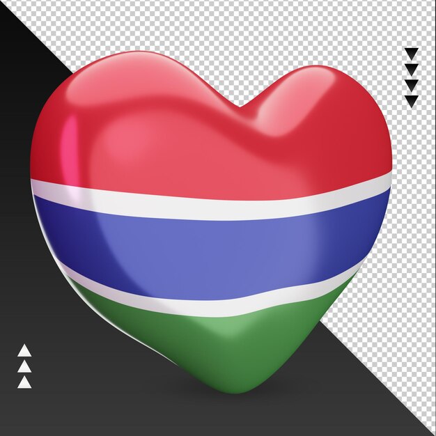 Liebe gambia flagge herd 3d-rendering linke ansicht