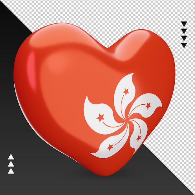 Liebe Hongkong Flagge Herd 3D-Rendering linke Ansicht