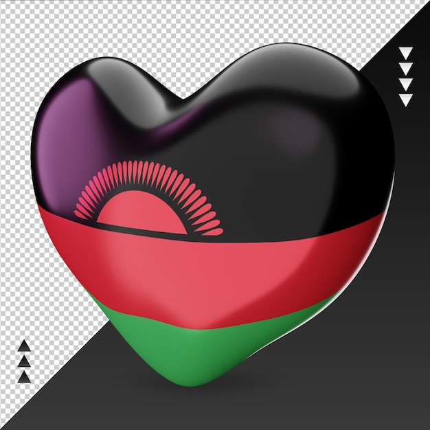 Liebe malawi flagge herd 3d-rendering rechte ansicht