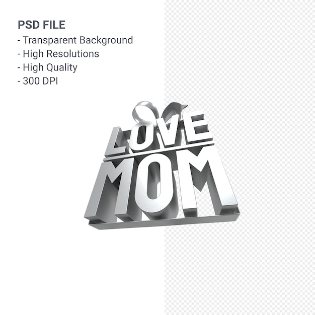 Liebe Mutter mit Bogen und Band 3D-Rendering isoliert