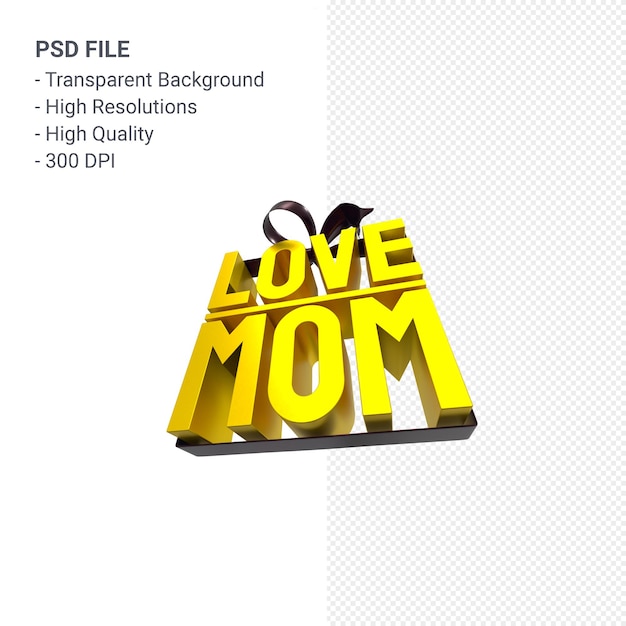 Liebe Mutter mit Bogen und Band 3D-Rendering isoliert