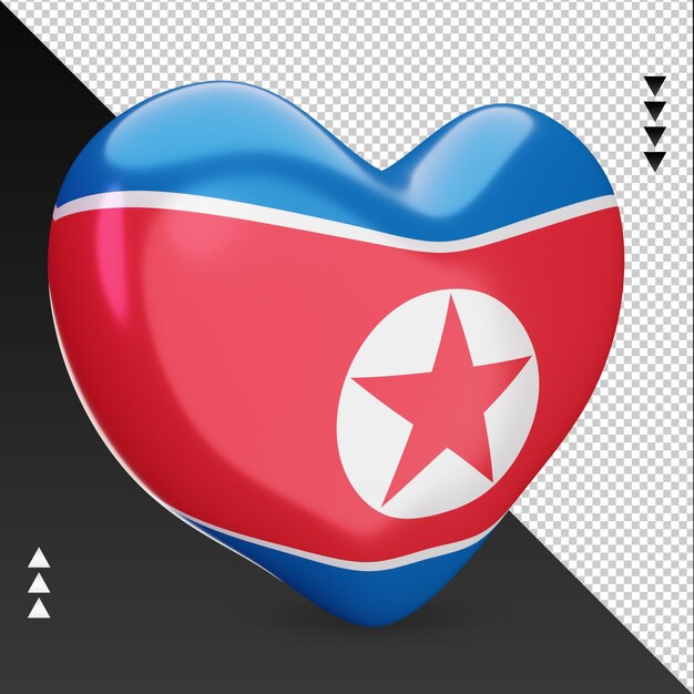 PSD liebe nordkorea flagge herd 3d-rendering linke ansicht