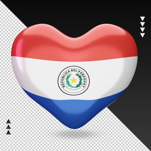 Liebe paraguay flagge herd 3d-rendering vorderansicht