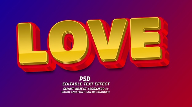 Liebe psd 3d bearbeitbare texteffekt-photoshop-vorlage