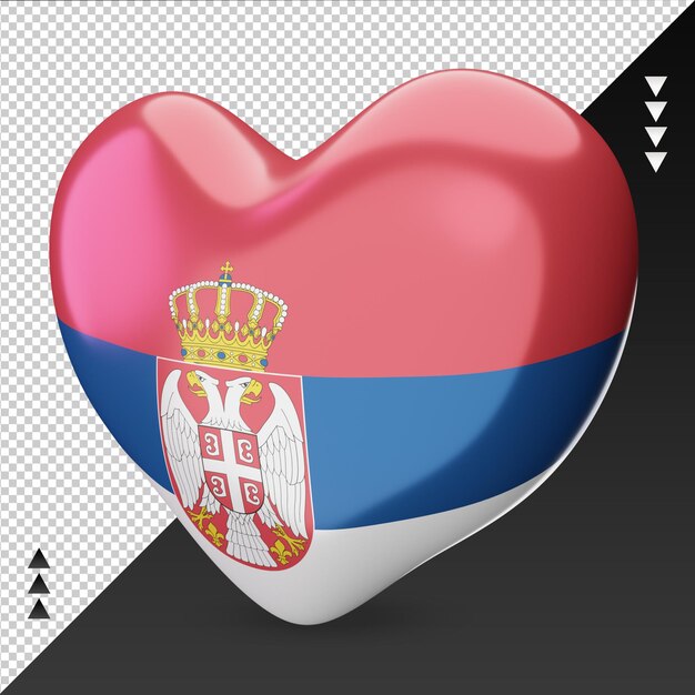 Liebe serbien flagge herd 3d-rendering rechte ansicht